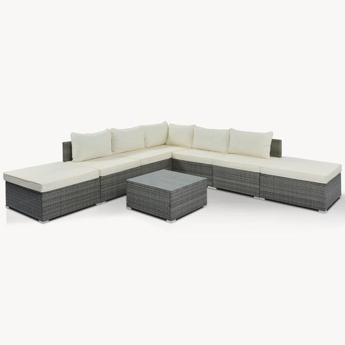 LuneluX_Home – 8-Piece Wicker Patio Conversation Set with Cushions