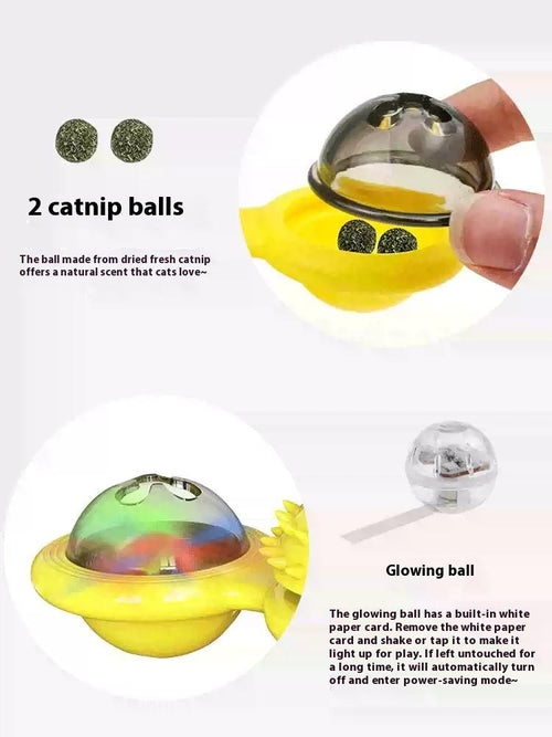 Interactive Windmill Cat Toy With LED Light Ball, Suction Cup, And
