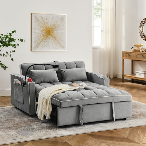 LuneluX_Home – 55.5" Foldable Velvet Sofa Bed Adjustable in 3