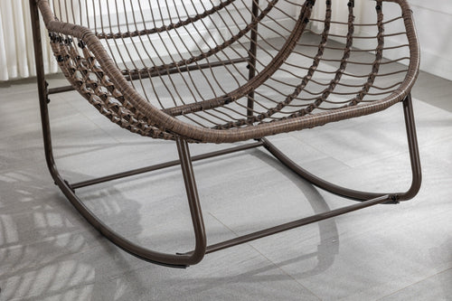 LuneluX_Home – Outdoor Rocking Lounge Chair with Cushion (Grey)
