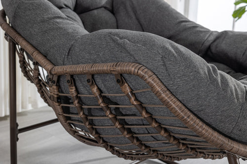 LuneluX_Home – Outdoor Rocking Lounge Chair with Cushion (Grey)