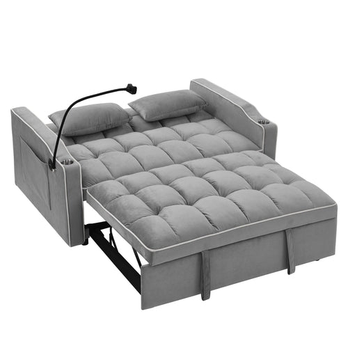 LuneluX_Home – 55.5" Foldable Velvet Sofa Bed Adjustable in 3