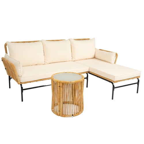 LuneluX_Home – 3-Piece Outdoor Patio Wicker Set with Thick Cushions