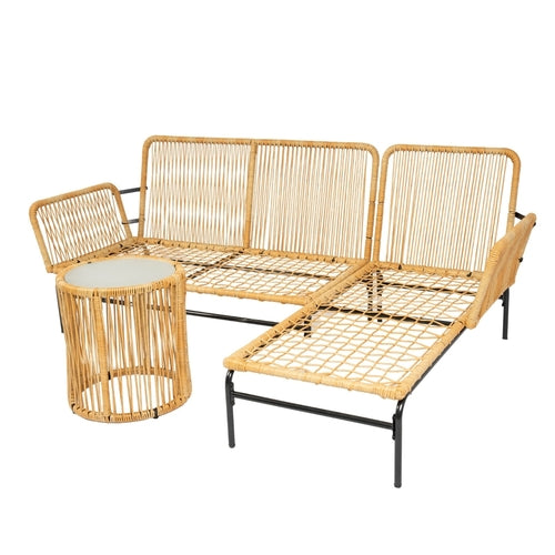 LuneluX_Home – 3-Piece Outdoor Patio Wicker Set with Thick Cushions