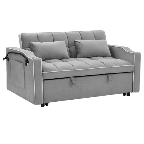 LuneluX_Home – 55.5" Foldable Velvet Sofa Bed Adjustable in 3