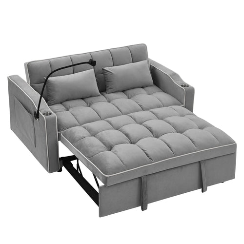 LuneluX_Home – 55.5" Foldable Velvet Sofa Bed Adjustable in 3