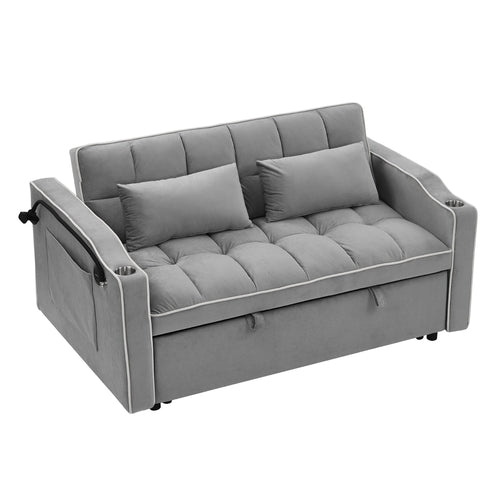 LuneluX_Home – 55.5" Foldable Velvet Sofa Bed Adjustable in 3