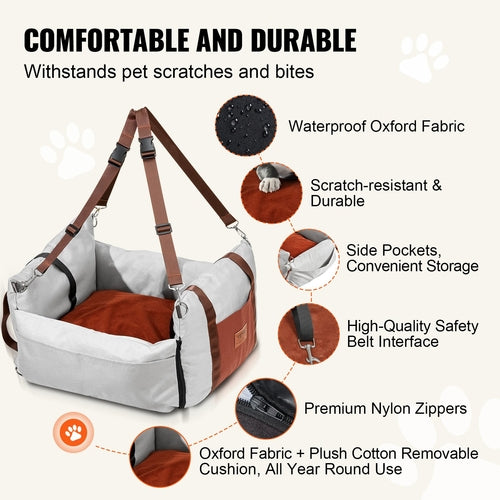 Dog Car Seat, Waterproof Dog Booster Seat for Car with Side Handles