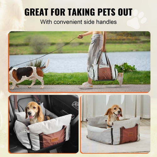 Dog Car Seat, Waterproof Dog Booster Seat for Car with Side Handles