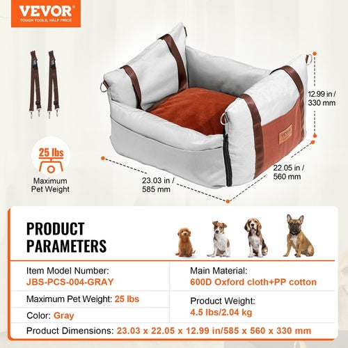 Dog Car Seat, Waterproof Dog Booster Seat for Car with Side Handles